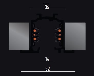 Встраиваемый трек Prolicht 3 PHASE TRACK - размеры