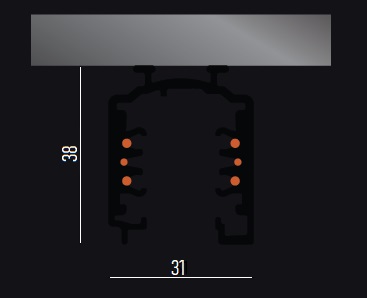 Накладной трек Prolicht 3 PHASE TRACK - размеры