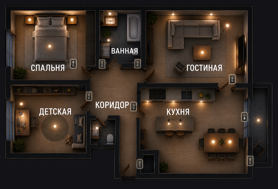 Расположение выключателей в квартире