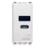 Механизм розетки - зарядное устройство USB-A+USB-C 15Вт 5В 3A Vimar Eikon цвет Белый (White) 20292.AC.15.B