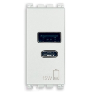 Механизм розетки - зарядное устройство Vimar Arke USB A+ USB C 15Вт 5В 3A цвет белый 19292.AC.15.B