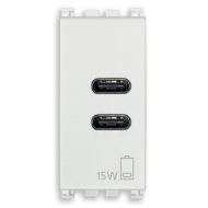 Механизм розетки - зарядное устройство USB C + USB C 15Вт 5В 3A Vimar Arke цвет белый 19292.CC.B