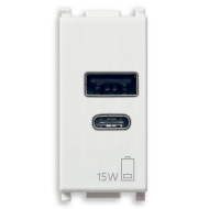 Механизм розетки зарядное устройство USB A + USB C 15Вт 5В 3A Vimar Plana цвет Белый 14292.AC.15