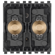 Механизм управления с 2 тумблерами Vimar Eikon Exe Vintage для домашней автоматизации с RGB-светодиодом, 2 модуля, цвет матовое золото 22482.88